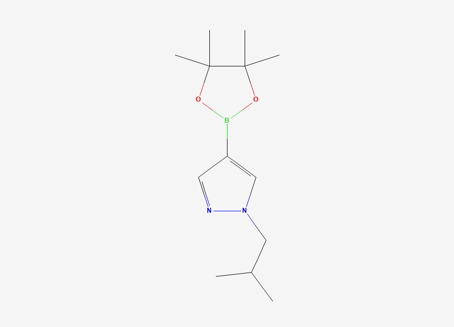 Two-dimensional chemical structure of 1-Isobutyl-4-(4,4,5,5-tetramethyl-1,3,2-dioxaborolan-2-yl)-1H-pyrazole