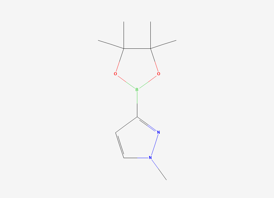 Two-dimensional chemical structure of 1-methyl-3-(4,4,5,5-tetramethyl-1,3,2-dioxaborolan-2-yl)-1H-pyrazole