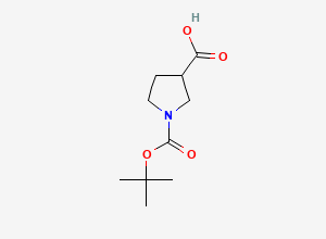 Two-dimensional chemical structure of 1-((Tert-butoxy)carbonyl)pyrrolidine-3-carboxylic acid