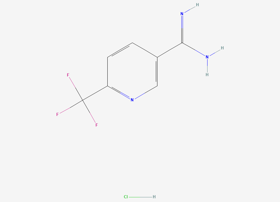 Two-dimensional chemical structure of 3-Pyridinecarboximidamide, 6-(trifluoromethyl)-, hydrochloride (1:1)