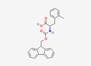 Two-dimensional chemical structure of (2S)-2-({[(9H-fluoren-9-yl)methoxy]carbonyl}amino)-3-(2-methylphenyl)propanoic acid