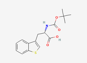 Two-dimensional chemical structure of (S)-3-(Benzo[b]thiophen-3-yl)-2-((tert-butoxycarbonyl)amino)propanoic acid
