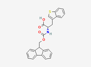 Two-dimensional chemical structure of (2S)-3-(1-benzothiophen-3-yl)-2-(9H-fluoren-9-ylmethoxycarbonylamino)propanoic acid