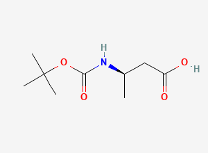 Two-dimensional chemical structure of (R)-3-((tert-butoxycarbonyl)amino)butanoic acid