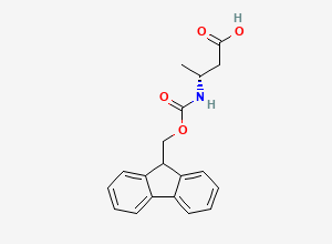 Two-dimensional chemical structure of (R)-3-((((9H-fluoren-9-yl)methoxy)carbonyl)amino)butanoic acid