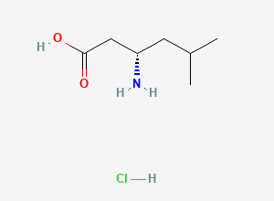 Two-dimensional chemical structure of (3S)-3-amino-5-methylhexanoic acid hydrochloride