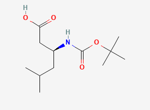 Two-dimensional chemical structure of (3S)-3-{[(tert-butoxy)carbonyl]amino}-5-methylhexanoic acid