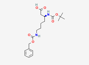 Two-dimensional chemical structure of (S)-7-(((Benzyloxy)carbonyl)amino)-3-((tert-butoxycarbonyl)amino)heptanoic acid