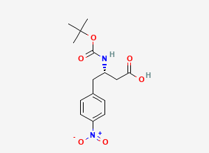 Two-dimensional chemical structure of (S)-3-((tert-Butoxycarbonyl)amino)-4-(4-nitrophenyl)butanoic acid