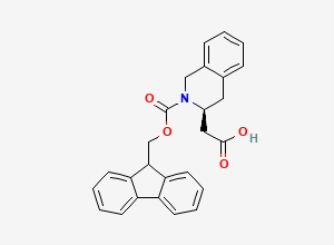 Two-dimensional chemical structure of 2-((3S)-2-(((9H-fluoren-9-yl)methoxy)carbonyl)-1,2,3,4-tetrahydroisoquinolin-3-yl)acetic acid