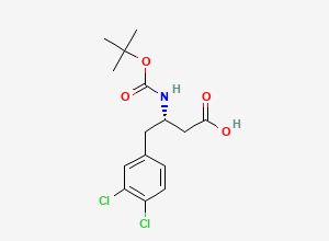 Two-dimensional chemical structure of (S)-3-((tert-Butoxycarbonyl)amino)-4-(3,4-dichlorophenyl)butanoic acid