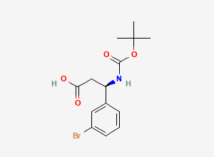 Two-dimensional chemical structure of (3R)-3-(3-bromophenyl)-3-{[(tert-butoxy)carbonyl]amino}propanoic acid