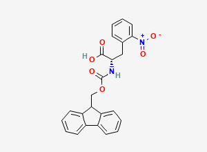 Two-dimensional chemical structure of (2S)-2-((((9H-fluoren-9-yl)methoxy)carbonyl)amino)-3-(2-nitrophenyl)propanoic acid