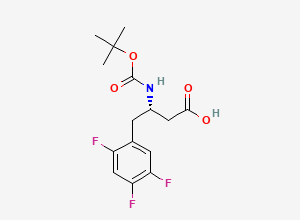 Two-dimensional chemical structure of (S)-Sitagliptin N-Boc-Acid Impurity, CAS 922178-94-7