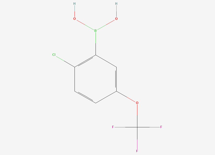 Two-dimensional chemical structure of 2-Chloro-5-Trifluoromethoxyphenylboronic Acid