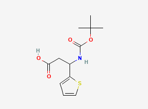 Two-dimensional chemical structure of 3-((tert-Butoxycarbonyl)amino)-3-(thiophen-2-yl)propanoic acid