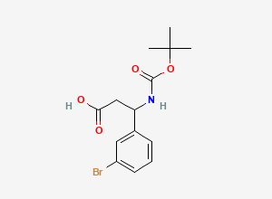 Two-dimensional chemical structure of 3-(3-Bromophenyl)-3-[(tert-butoxycarbonyl)amino]propanoic acid