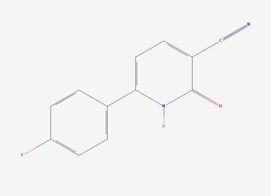 Two-dimensional chemical structure of 6-(4-Fluorophenyl)-2-oxo-1,2-dihydropyridine-3-carbonitrile