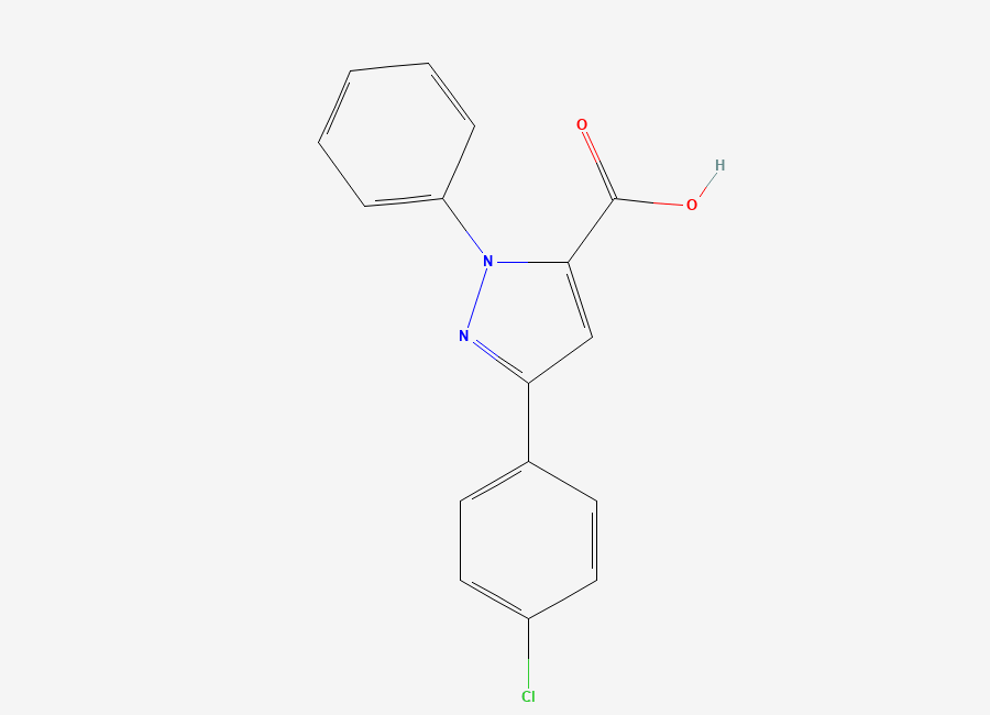 Two-dimensional chemical structure of 3-(4-chlorophenyl)-1-phenyl-1H-pyrazole-5-carboxylic acid