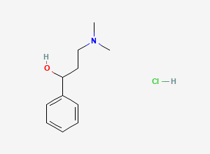 Two-dimensional chemical structure of 3-(Dimethylamino)-1-phenylpropan-1-ol hydrochloride, CAS 5424-50-0