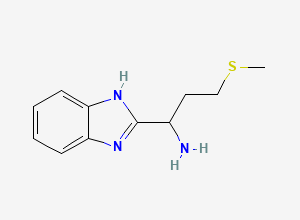 Two-dimensional chemical structure of 1-(1H-Benzo[d]imidazol-2-yl)-3-(methylthio)propan-1-amine