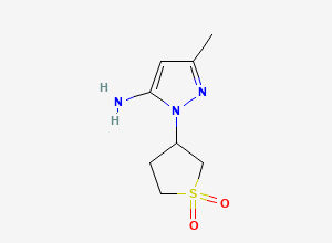 Two-dimensional chemical structure of 3-(5-amino-3-methyl-1H-pyrazol-1-yl)tetrahydrothiophene 1,1-dioxide