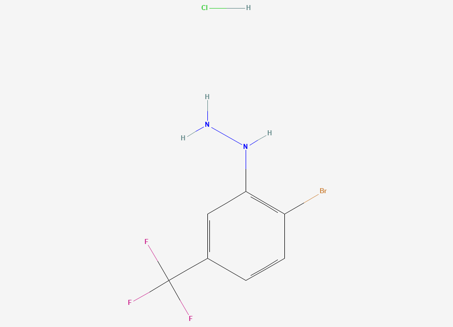 Two-dimensional chemical structure of 2-Bromo-5-(trifluoromethyl)phenylhydrazine hydrochloride