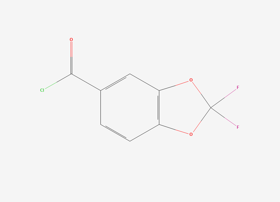Two-dimensional chemical structure of 2,2-Difluoro-1,3-benzodioxole-5-carbonyl chloride