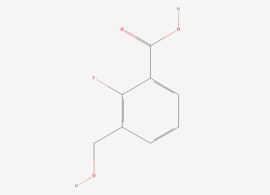 Two-dimensional chemical structure of 2-fluoro-3-(hydroxymethyl)benzoic Acid