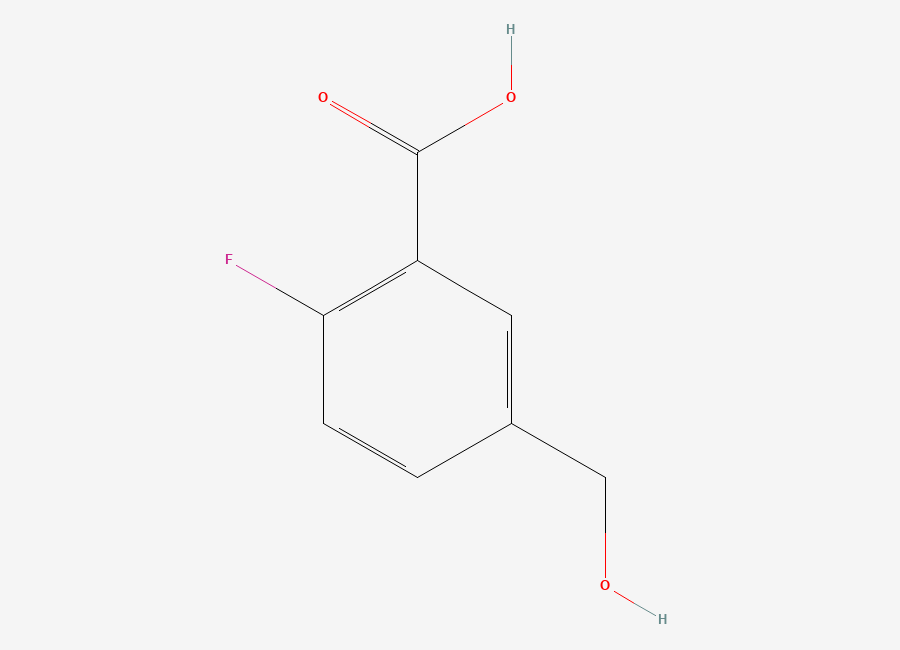 Two-dimensional chemical structure of 2-Fluoro-5-(hydroxymethyl)benzoic acid