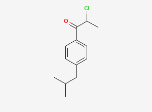Two-dimensional chemical structure of 2-chloro-1-[4-(2-methylpropyl)phenyl]propan-1-one, CAS 80336-66-9