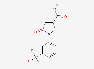 Two-dimensional chemical structure of 5-Oxo-1-[3-(trifluoromethyl)phenyl]pyrrolidine-3-carboxylic acid
