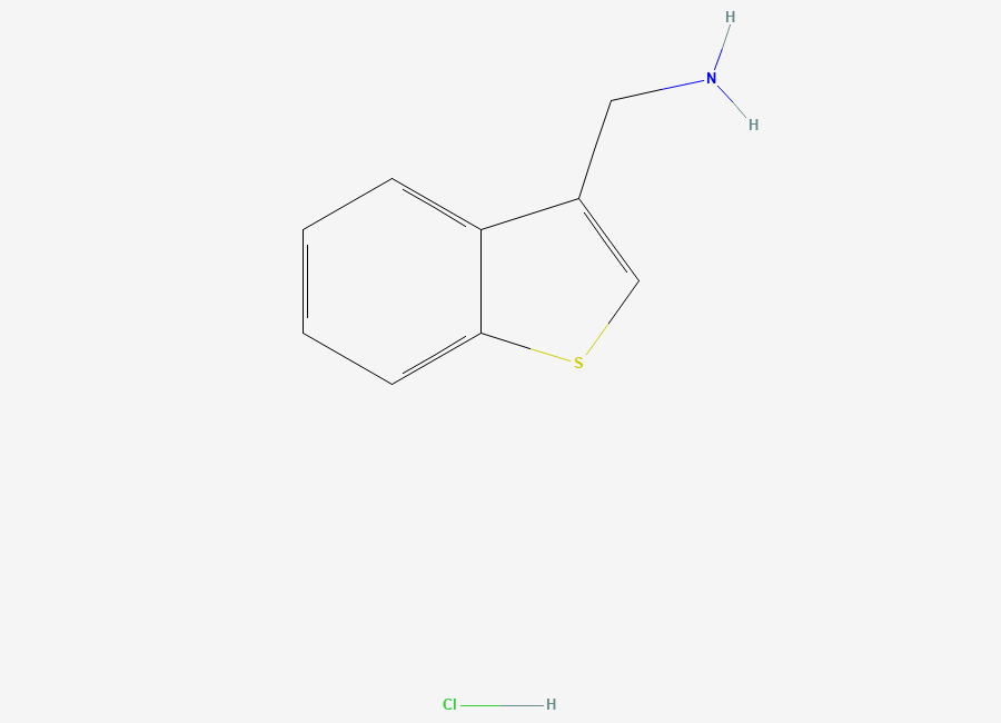 Two-dimensional chemical structure of 1-(1-Benzothiophen-3-yl)methanamine hydrochloride