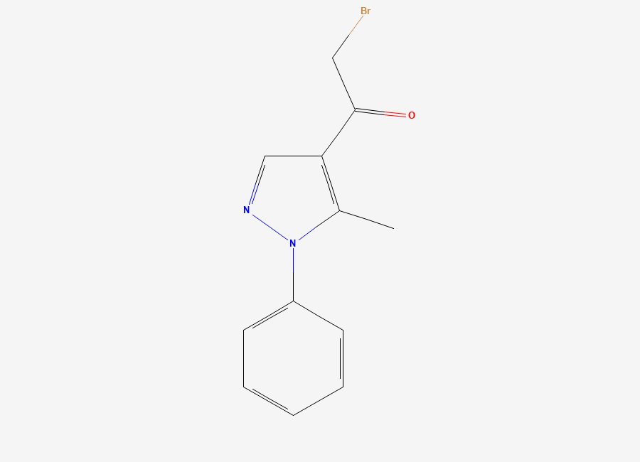 Two-dimensional chemical structure of 2-Bromo-1-(5-methyl-1-phenyl-1H-pyrazol-4-yl)ethan-1-one