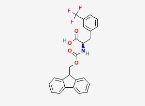 Two-dimensional chemical structure of (2R)-2-(9H-fluoren-9-ylmethoxycarbonylamino)-3-[3-(trifluoromethyl)phenyl]propanoic acid