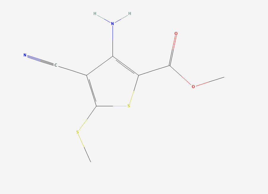 Two-dimensional chemical structure of Methyl 3-amino-4-cyano-5-(methylsulfanyl)thiophene-2-carboxylate