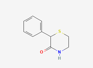 Two-dimensional chemical structure of 2-Phenylthiomorpholin-3-one