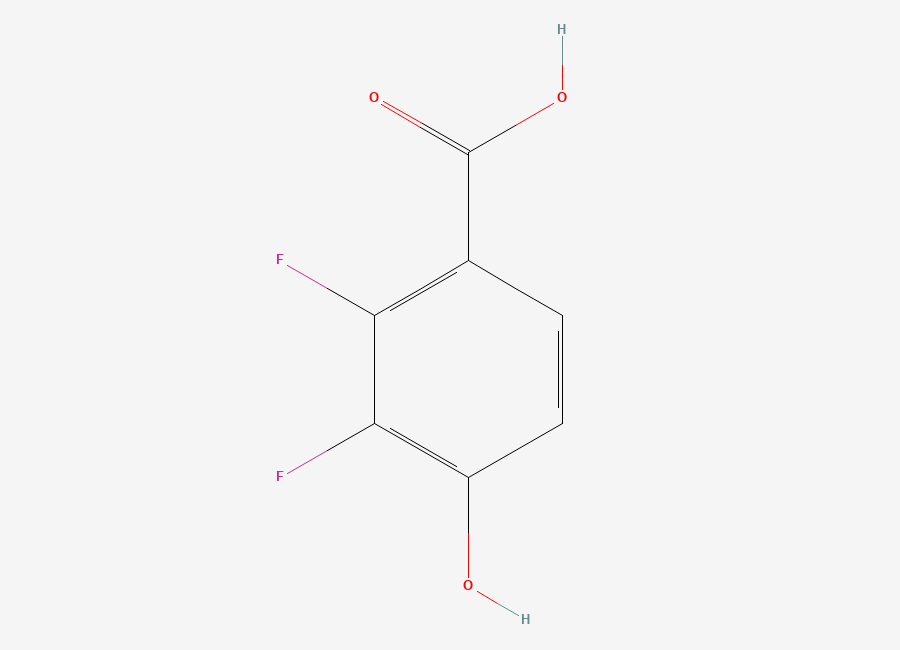 Two-dimensional chemical structure of 2,3-Difluoro-4-hydroxybenzoic acid