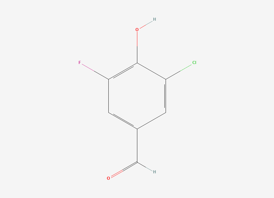 Two-dimensional chemical structure of 3-Chloro-5-fluoro-4-hydroxybenzaldehyde
