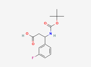 Two-dimensional chemical structure of beta-[[(1,1-Dimethylethoxy)carbonyl]amino]-3-fluorobenzenepropanoic acid