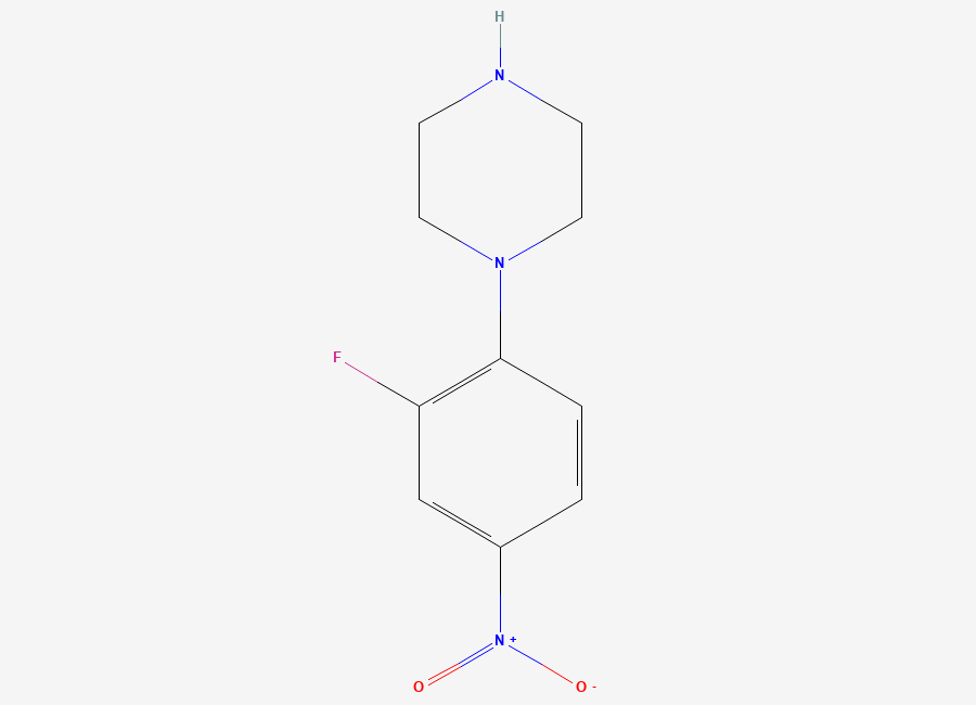 Two-dimensional chemical structure of 1-(2-Fluoro-4-nitrophenyl)piperazine