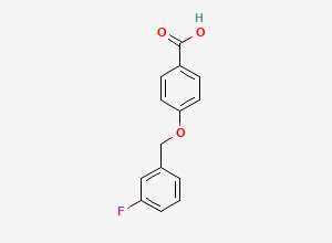 Two-dimensional chemical structure of 4-[(3-Fluorobenzyl)oxy]benzoic Acid, CAS 405-85-6