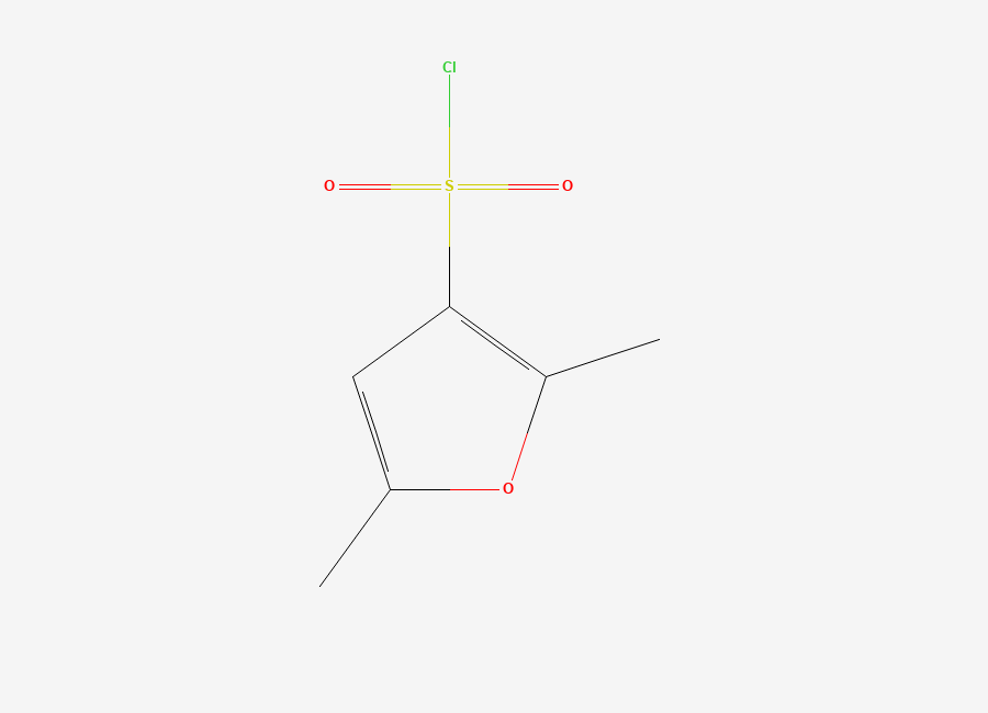 Two-dimensional chemical structure of 2,5-dimethylfuran-3-sulfonyl Chloride