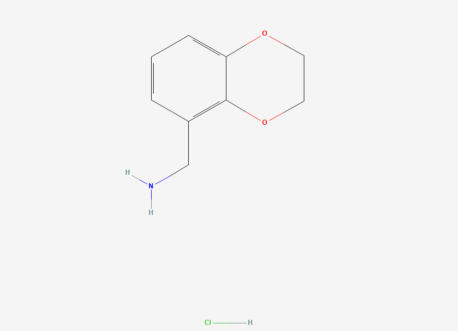 Two-dimensional chemical structure of (2,3-Dihydro-1,4-benzodioxin-5-yl)methanamine hydrochloride