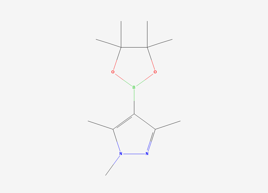 Two-dimensional chemical structure of 1,3,5-Trimethyl-4-(4,4,5,5-tetramethyl-1,3,2-dioxaborolan-2-yl)-1H-pyrazole