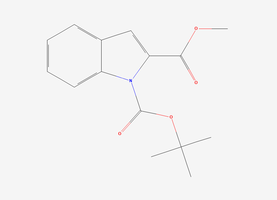 Two-dimensional chemical structure of 1-tert-Butyl 2-methyl 1H-indole-1,2-dicarboxylate