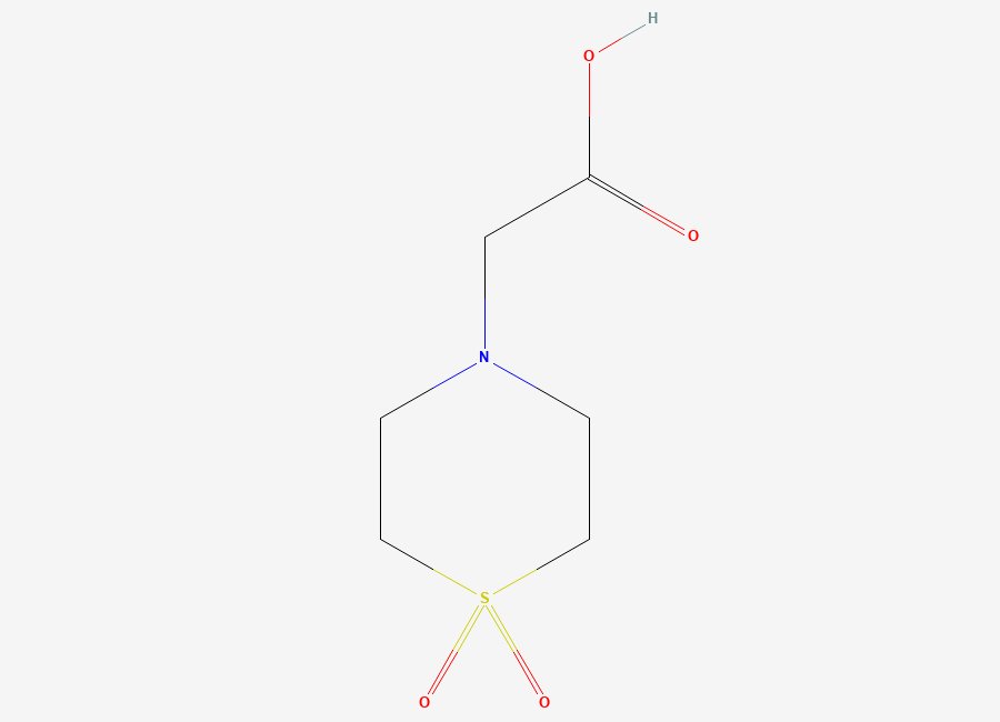Two-dimensional chemical structure of 2-(1,1-Dioxo-1lambda6-thiomorpholin-4-yl)acetic acid
