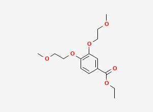 Two-dimensional chemical structure of Ethyl 3,4-Bis(2-Methoxyethoxy)Benzoate, CAS 183322-16-9