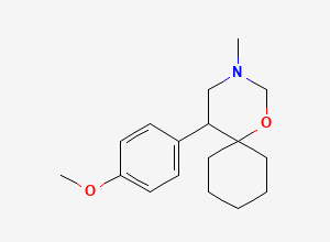 Two-dimensional chemical structure of 5-(4-Methoxyphenyl)-3-methyl-1-oxa-3-azaspiro[5.5]undecane
