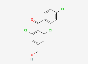 Two-dimensional chemical structure of 3,5-Dichloro-4-(4-chlorobenzoyl)benzyl alcohol, CAS 99508-25-5